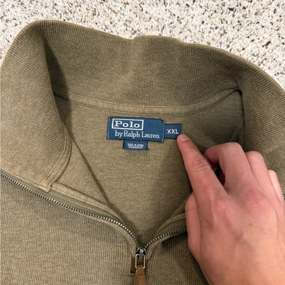 Polo Ralph Lauren Men's Khaki Zip-Up Sweater - Picture 3 of 3